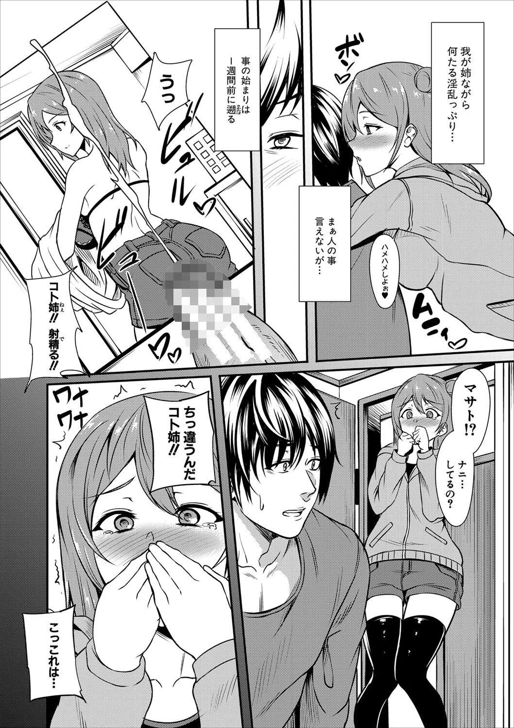 姉ちゃん「濡れたアソコに指2本ズッポシ入れて…こうやって弟とSEXしたいって思ってた!!」弟「うおっ!! 姉ちゃんのマ○コ気持ちいい!!」 9ページ