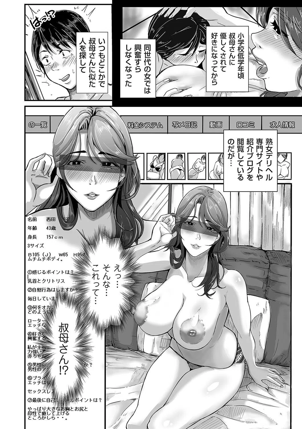 熟女系デリヘルを利用したら叔母さんがやってきた話（単話） 2ページ